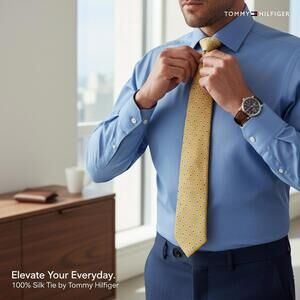 Tommy Hilfiger 100% Silk Yellow Patterned Tie